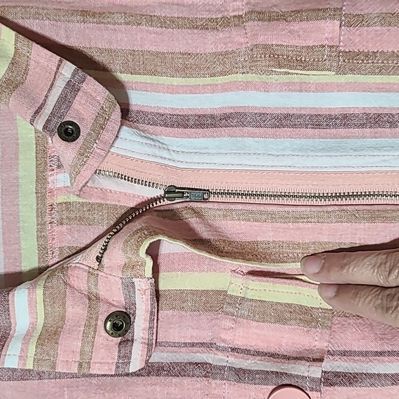 CATO Women's Pink Striped Front Zip Thin Jacket -Size Large - Picture 4 of 15